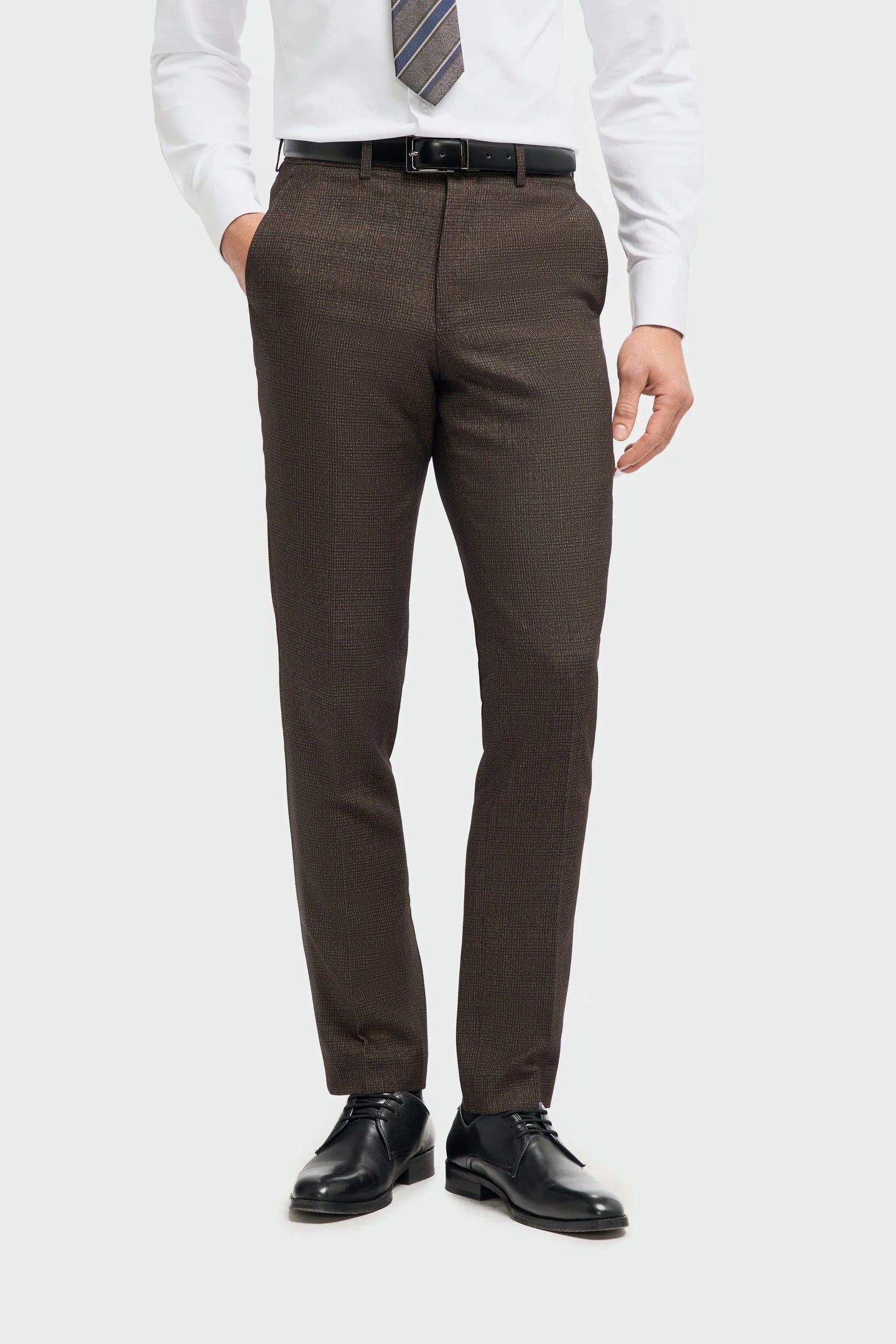 Caridi - Miesten ruskeat tweed-housut