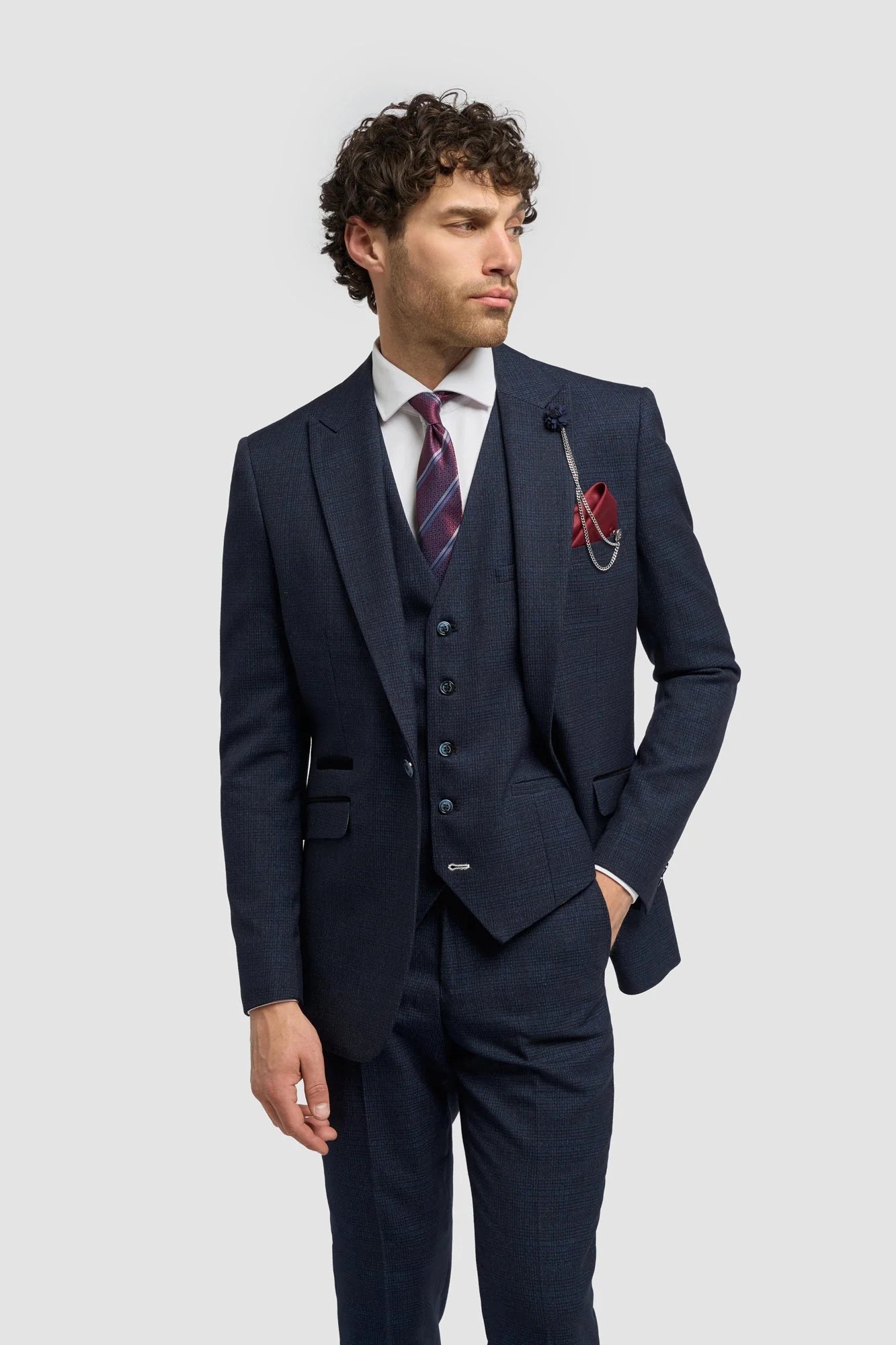 Caridi - Miesten tummansininen tweed-bleiseri