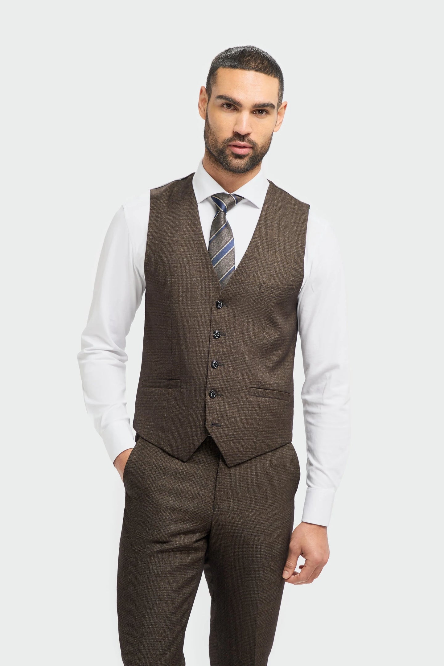 Caridi - Miesten ruskea tweed-liivi