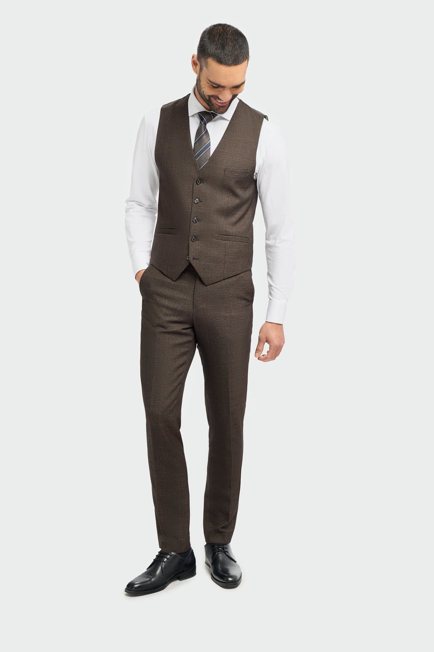 Caridi - Miesten ruskea tweed-liivi