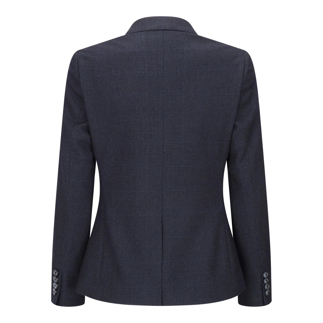 Caridi - Naisten tummansininen tweed-ruutubleiseri, villatakki, 1920-luku