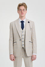 Miesten kermanvärinen kolmiosainen hääpuku - Cavani Caridi