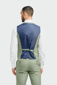 Caridi - Miesten salvianvihreä kolmiosainen ruutupuku