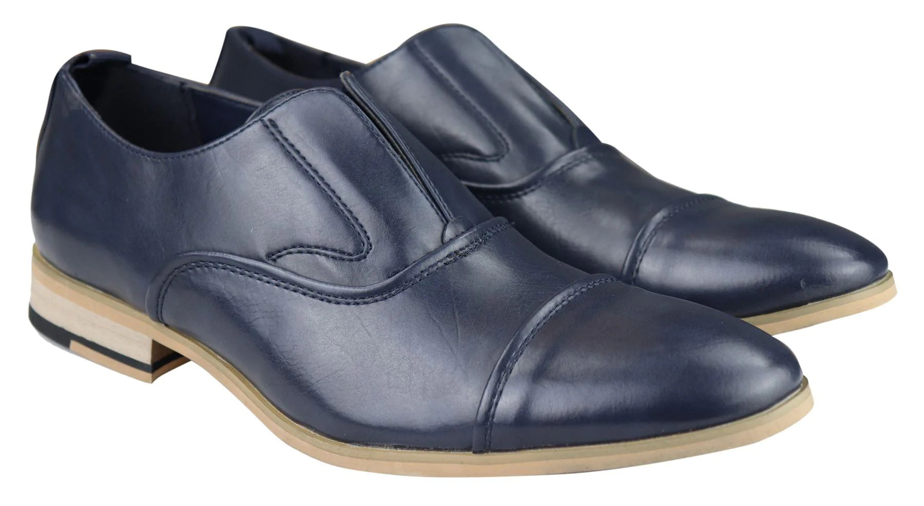 Miesten slip-on-kengät aidosta nahasta, tyylikkäät muodolliset laivastonsiniset, ruskeat ja ruskeat häät, toimisto ja juhlat