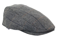 Cavani Albert miesten tweed-lippalakki - kalanruotokuvioinen tweed-villainen vaarin litteähattu vintage - ruskea/hiilenharmaa