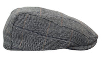 Cavani Albert miesten tweed-lippalakki - kalanruotokuvioinen tweed-villainen vaarin litteähattu vintage - ruskea/hiilenharmaa