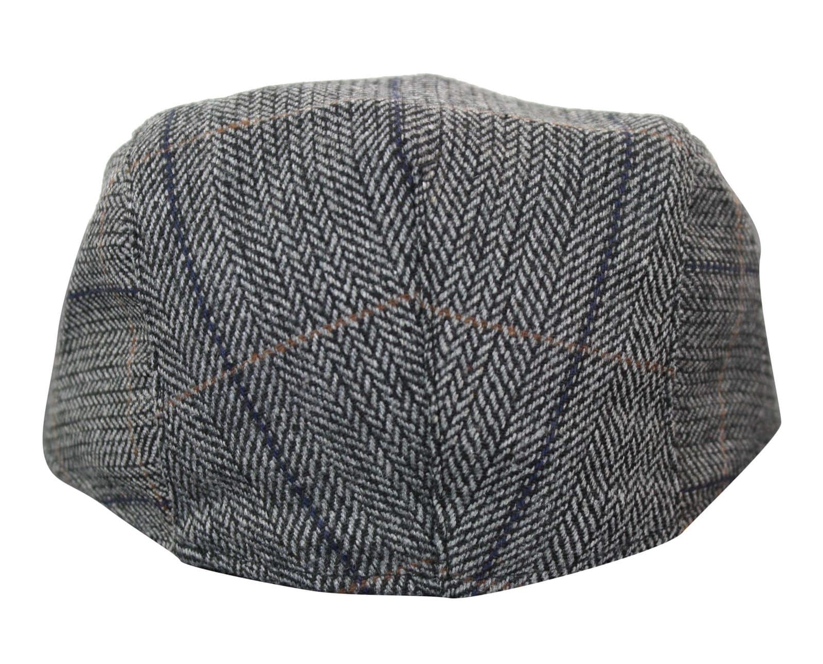 Cavani Albert miesten tweed-lippalakki - kalanruotokuvioinen tweed-villainen vaarin litteähattu vintage - ruskea/hiilenharmaa