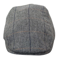 Cavani Albert miesten tweed-lippalakki - kalanruotokuvioinen tweed-villainen vaarin litteähattu vintage - ruskea/hiilenharmaa