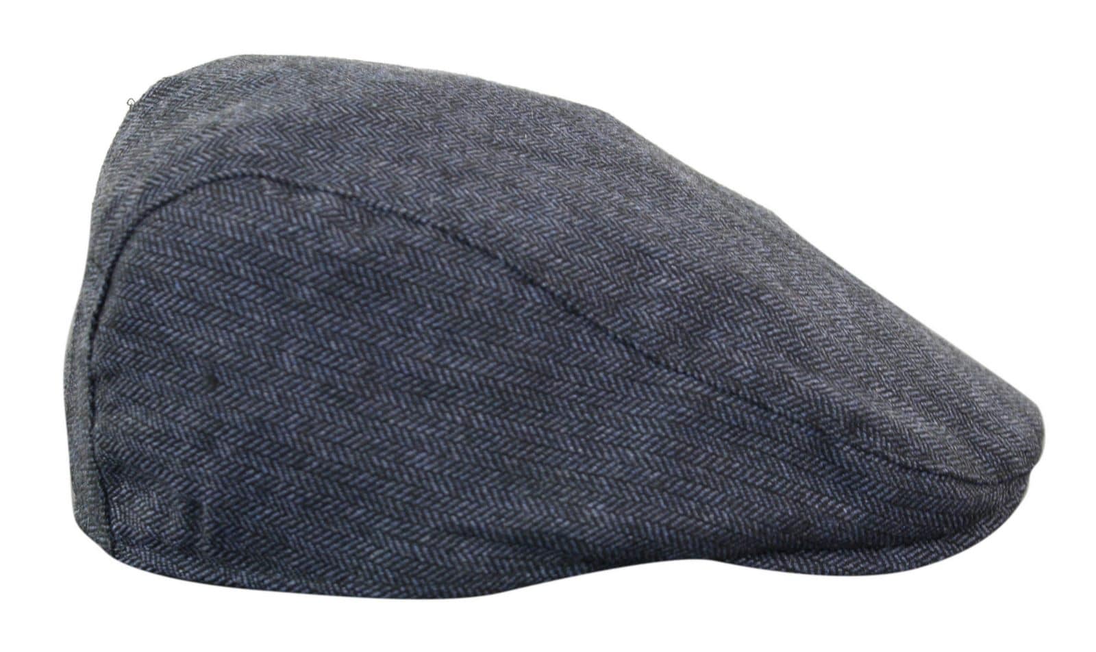 Cavani Martez -hattu - miesten vaarinhattu, tummansininen, litteä lippis, kalanruotokuvioinen, vintage retro Del Boy, klassinen Gatsby, Peaky Blinders