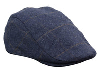 Cavani Kempson Flat Cap - Miesten tweed-villaruutuinen vaarinhattu Vintage - Oliivinvihreä/Tummansininen