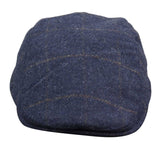 Cavani Kempson Flat Cap - Miesten tweed-villaruutuinen vaarinhattu Vintage - Oliivinvihreä/Tummansininen