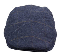 Cavani Kempson Flat Cap - Miesten tweed-villaruutuinen vaarinhattu Vintage - Oliivinvihreä/Tummansininen