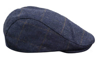 Cavani Kempson Flat Cap - Miesten tweed-villaruutuinen vaarinhattu Vintage - Oliivinvihreä/Tummansininen