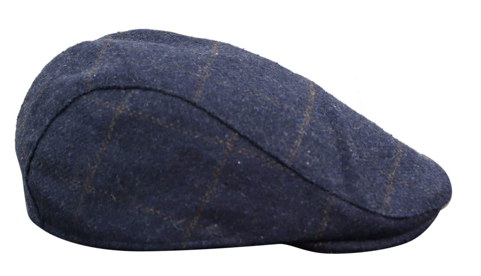 Cavani Kempson Flat Cap - Miesten tweed-villaruutuinen vaarinhattu Vintage - Oliivinvihreä/Tummansininen