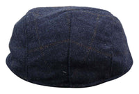 Cavani Kempson Flat Cap - Miesten tweed-villaruutuinen vaarinhattu Vintage - Oliivinvihreä/Tummansininen