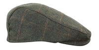 Cavani Kempson Flat Cap - Miesten tweed-villaruutuinen vaarinhattu Vintage - Oliivinvihreä/Tummansininen