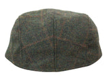 Cavani Kempson Flat Cap - Miesten tweed-villaruutuinen vaarinhattu Vintage - Oliivinvihreä/Tummansininen