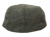Cavani Kempson Flat Cap - Miesten tweed-villaruutuinen vaarinhattu Vintage - Oliivinvihreä/Tummansininen