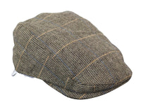 Cavani Albert miesten tweed-lippalakki - kalanruotokuvioinen tweed-villainen vaarin litteähattu vintage - ruskea/hiilenharmaa