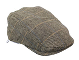 Cavani Albert miesten tweed-lippalakki - kalanruotokuvioinen tweed-villainen vaarin litteähattu vintage - ruskea/hiilenharmaa