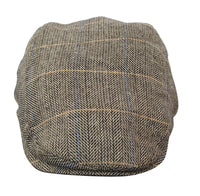 Cavani Albert miesten tweed-lippalakki - kalanruotokuvioinen tweed-villainen vaarin litteähattu vintage - ruskea/hiilenharmaa