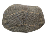 Cavani Albert miesten tweed-lippalakki - kalanruotokuvioinen tweed-villainen vaarin litteähattu vintage - ruskea/hiilenharmaa