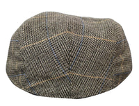 Cavani Albert miesten tweed-lippalakki - kalanruotokuvioinen tweed-villainen vaarin litteähattu vintage - ruskea/hiilenharmaa