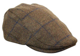 Cavani Kempson Flat Cap - Miesten tweed-villaruutuinen vaarinhattu Vintage - Oliivinvihreä/Tummansininen