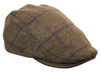 Cavani Kempson Flat Cap - Miesten tweed-villaruutuinen vaarinhattu Vintage - Oliivinvihreä/Tummansininen