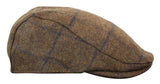 Cavani Kempson Flat Cap - Miesten tweed-villaruutuinen vaarinhattu Vintage - Oliivinvihreä/Tummansininen