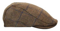 Cavani Kempson Flat Cap - Miesten tweed-villaruutuinen vaarinhattu Vintage - Oliivinvihreä/Tummansininen
