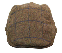 Cavani Kempson Flat Cap - Miesten tweed-villaruutuinen vaarinhattu Vintage - Oliivinvihreä/Tummansininen