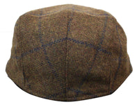 Cavani Kempson Flat Cap - Miesten tweed-villaruutuinen vaarinhattu Vintage - Oliivinvihreä/Tummansininen