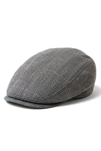 Cavani Albert miesten tweed-lippalakki - kalanruotokuvioinen tweed-villainen vaarin litteähattu vintage - ruskea/hiilenharmaa