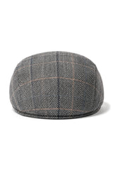 Cavani Albert miesten tweed-lippalakki - kalanruotokuvioinen tweed-villainen vaarin litteähattu vintage - ruskea/hiilenharmaa