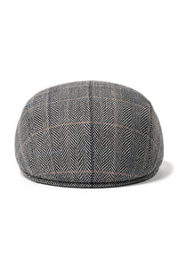 Cavani Albert miesten tweed-lippalakki - kalanruotokuvioinen tweed-villainen vaarin litteähattu vintage - ruskea/hiilenharmaa