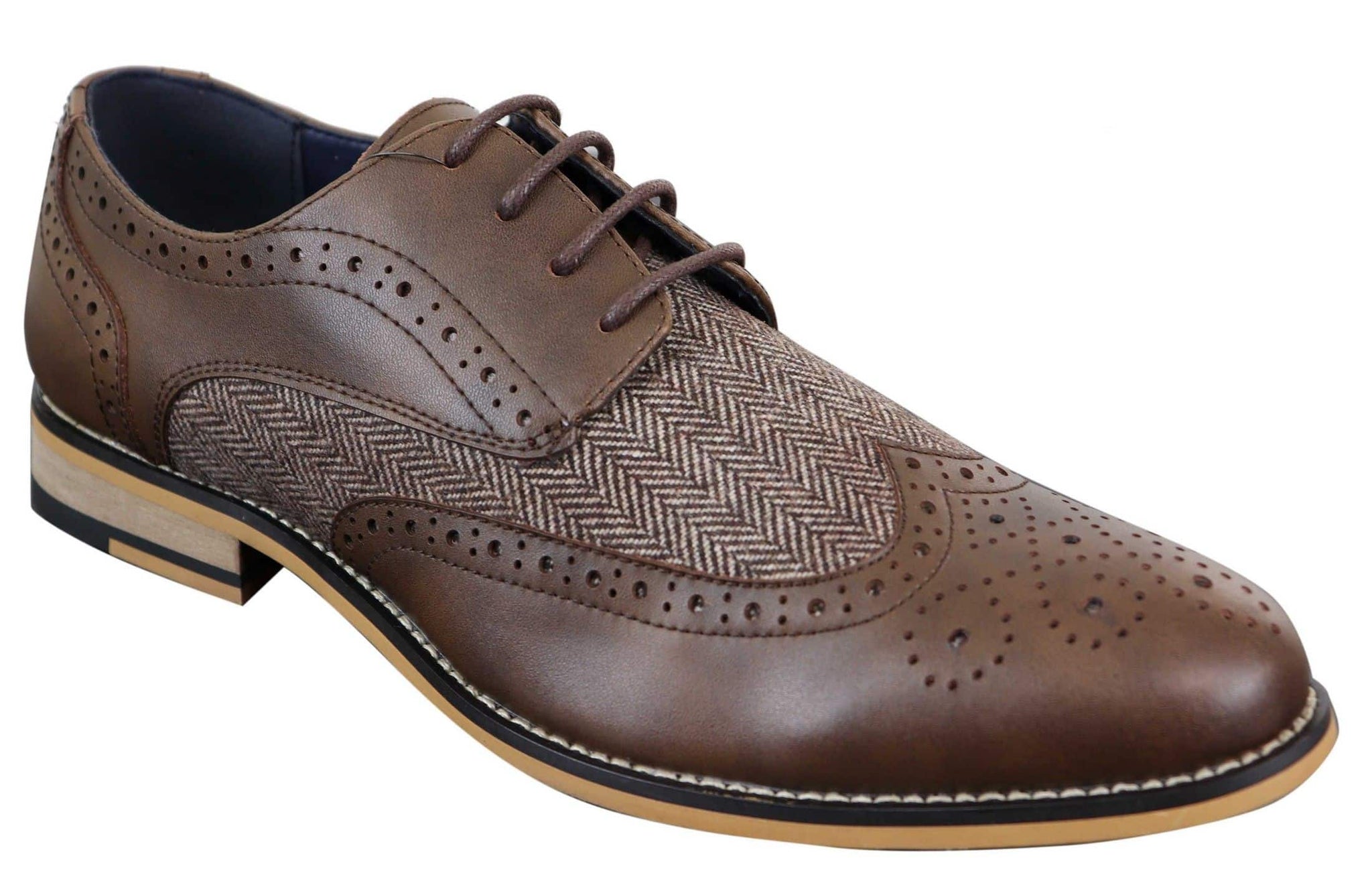 Cavani Horatio - Miesten tweed- ja nahkaiset Oxford-kengät