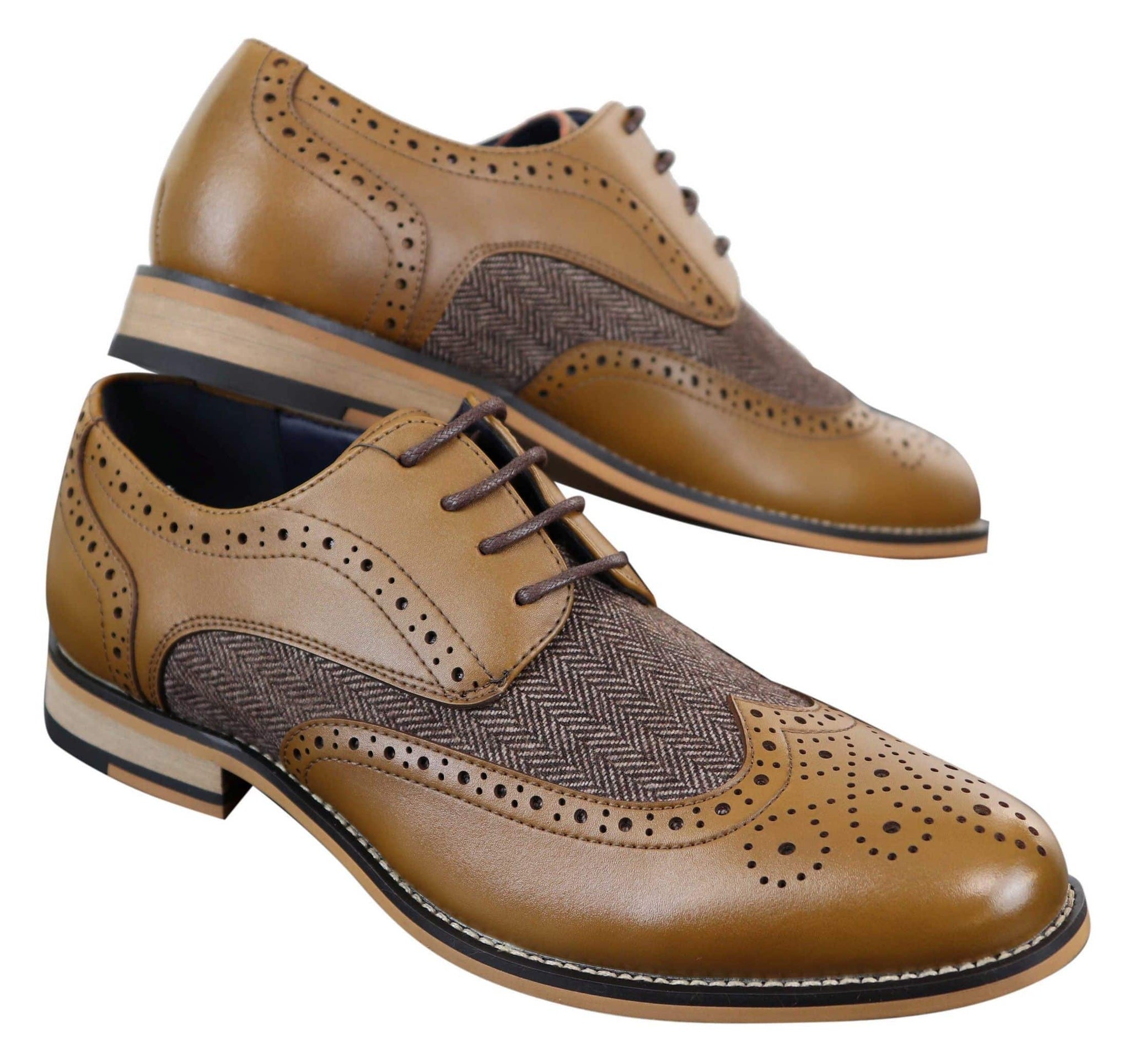 Cavani Horatio - Miesten tweed- ja nahkaiset Oxford-kengät