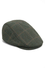 Cavani Kempson Flat Cap - Miesten tweed-villaruutuinen vaarinhattu Vintage - Oliivinvihreä/Tummansininen