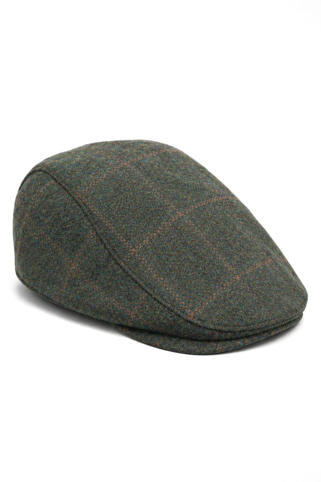 Cavani Kempson Flat Cap - Miesten tweed-villaruutuinen vaarinhattu Vintage - Oliivinvihreä/Tummansininen