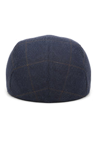 Cavani Kempson Flat Cap - Miesten tweed-villaruutuinen vaarinhattu Vintage - Oliivinvihreä/Tummansininen