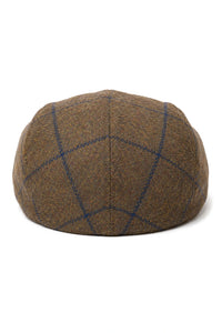 Cavani Kempson Flat Cap - Miesten tweed-villaruutuinen vaarinhattu Vintage - Oliivinvihreä/Tummansininen