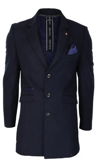 Cavani miesten klassinen 3/4-pituinen laivastonsininen päällystakki