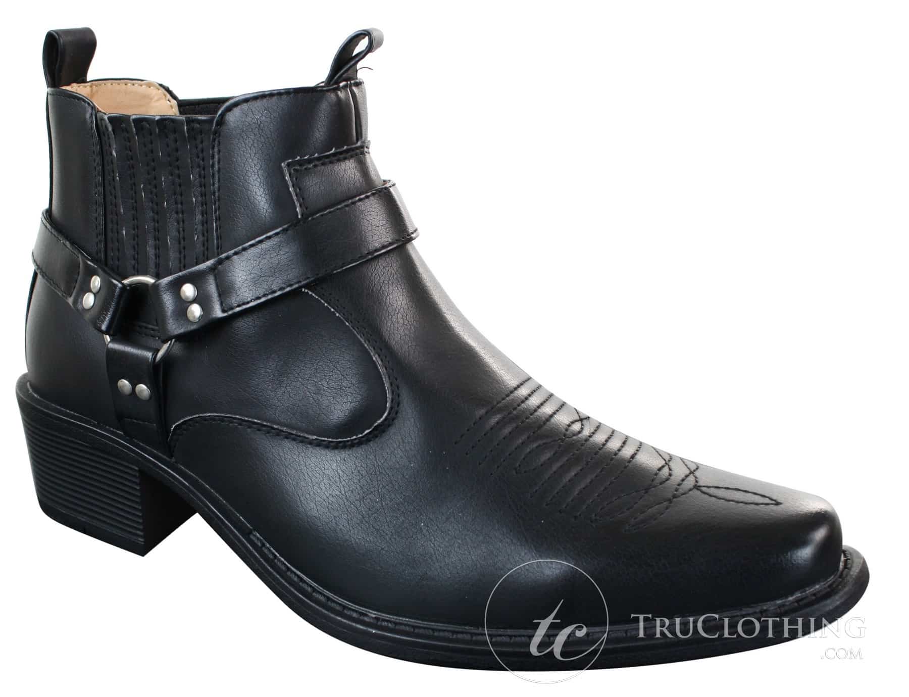CLASSIQUE MBO 3136 Miesten Ruskeanruskeat Mustat Nilkkurit Nahkaiset Slip-On Cowboy Länsi-ratsastuskengät Soljella