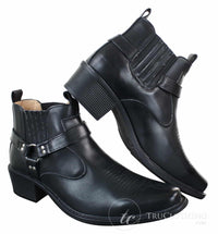 CLASSIQUE MBO 3136 Miesten Ruskeanruskeat Mustat Nilkkurit Nahkaiset Slip-On Cowboy Länsi-ratsastuskengät Soljella