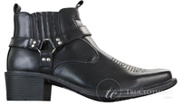 CLASSIQUE MBO 3136 Miesten Ruskeanruskeat Mustat Nilkkurit Nahkaiset Slip-On Cowboy Länsi-ratsastuskengät Soljella