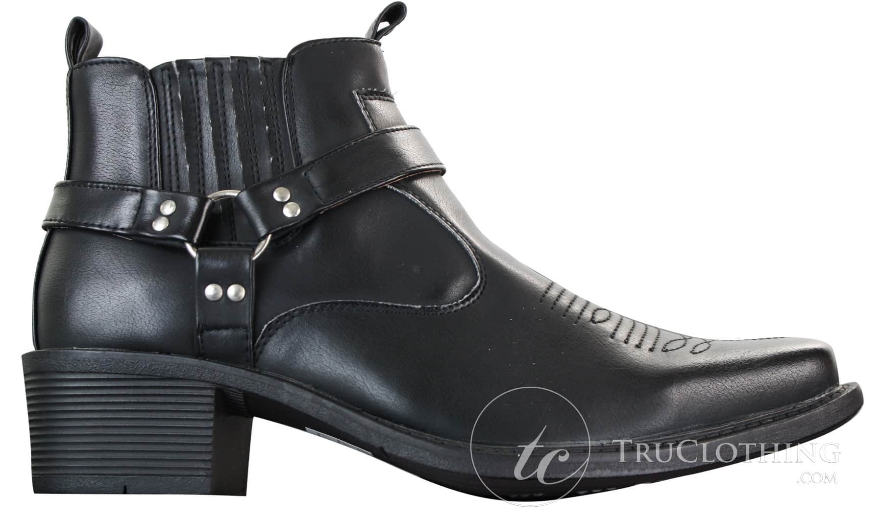 CLASSIQUE MBO 3136 Miesten Ruskeanruskeat Mustat Nilkkurit Nahkaiset Slip-On Cowboy Länsi-ratsastuskengät Soljella
