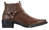 CLASSIQUE MBO 3136 Miesten Ruskeanruskeat Mustat Nilkkurit Nahkaiset Slip-On Cowboy Länsi-ratsastuskengät Soljella