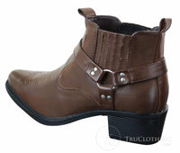 CLASSIQUE MBO 3136 Miesten Ruskeanruskeat Mustat Nilkkurit Nahkaiset Slip-On Cowboy Länsi-ratsastuskengät Soljella