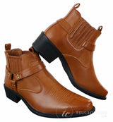 CLASSIQUE MBO 3136 Miesten Ruskeanruskeat Mustat Nilkkurit Nahkaiset Slip-On Cowboy Länsi-ratsastuskengät Soljella